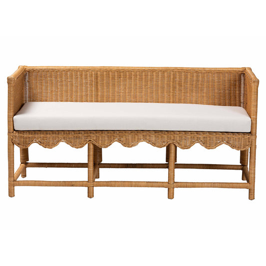 bali & pari - Seranay Bench in Light Honey/White - Palm Short-Natural Rattan-Bench view 2