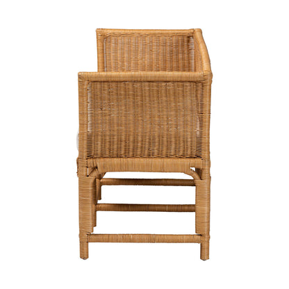 bali & pari - Seranay Bench in Light Honey/White - Palm Short-Natural Rattan-Bench view 3
