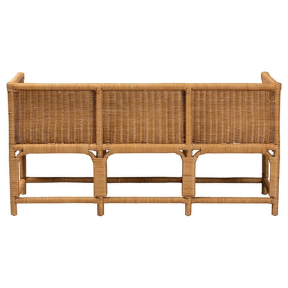 bali & pari - Seranay Bench in Light Honey/White - Palm Short-Natural Rattan-Bench view 4