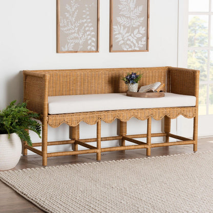 bali & pari - Seranay Bench in Light Honey/White - Palm Short-Natural Rattan-Bench view 8