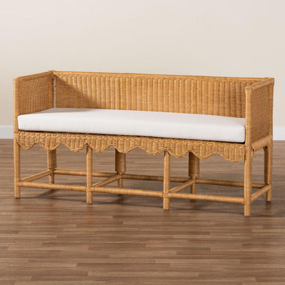 bali & pari - Seranay Bench in Light Honey/White - Palm Short-Natural Rattan-Bench view 9