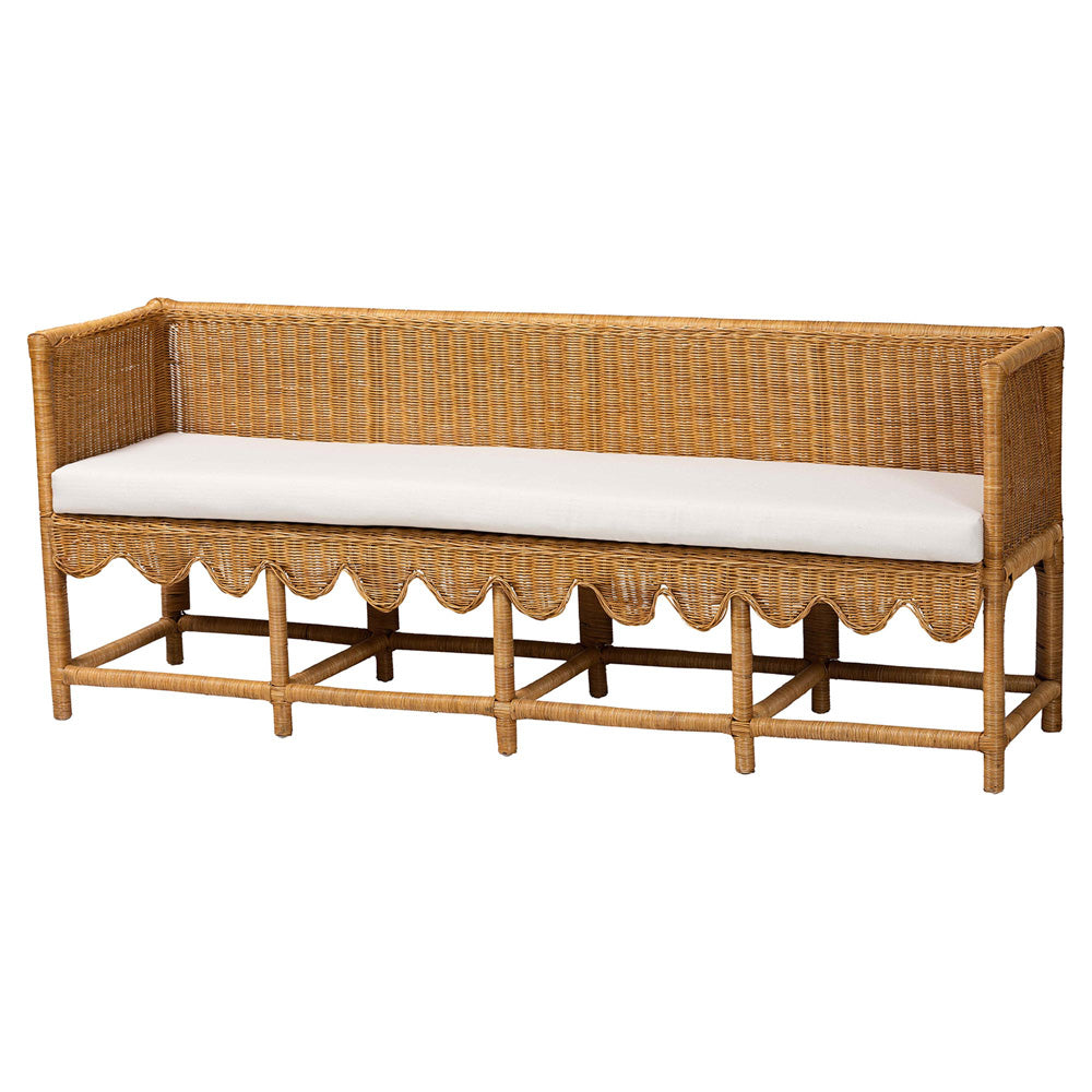 bali & pari - Seranay Dining Bench in Light Honey - Palm Short-Natural Rattan-Long-L Shape Seating view 1
