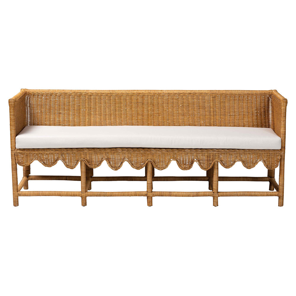 bali & pari - Seranay Dining Bench in Light Honey - Palm Short-Natural Rattan-Long-L Shape Seating view 2