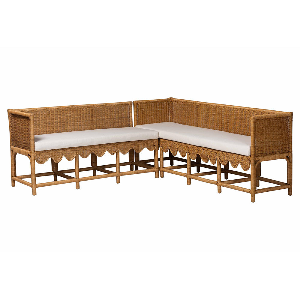 bali & pari - Seranay Dining Set in Light Honey - Palm Short-Natural Rattan-L Shape Seating view 1