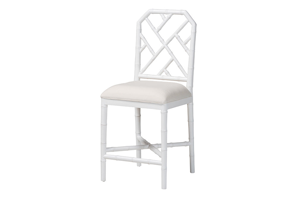 bali & pari - Sergio Counter Stool - Sergio-White Wooden-CS view 1