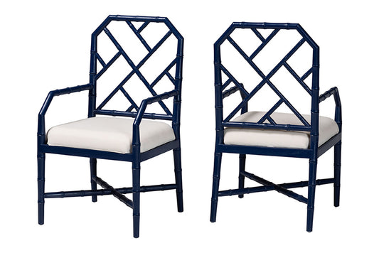 bali & pari - Sergio Dining Chairs - Sergio-Navy Wooden-Arm-DC view 1