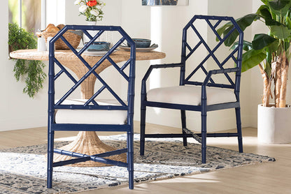bali & pari - Sergio Dining Chairs - Sergio-Navy Wooden-Arm-DC view 2