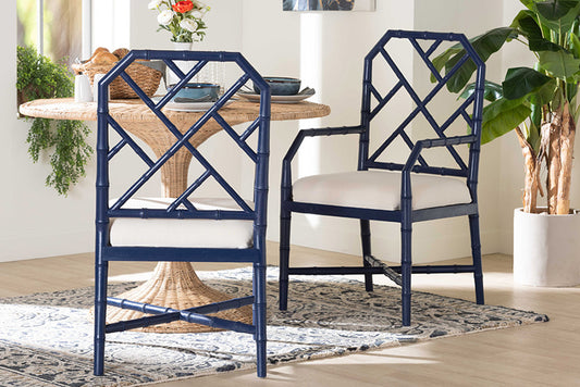 bali & pari - Sergio Dining Chairs - Sergio-Navy Wooden-Arm-DC view 2