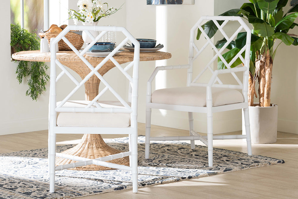 bali & pari - Sergio Dining Chairs - Sergio-White Wooden-Arm-DC view 2