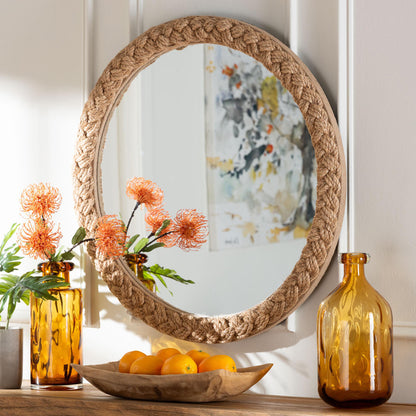 bali & pari - Shara Mirror in Natural - Natural Rope-Round Braided Rope-Mirror view 3