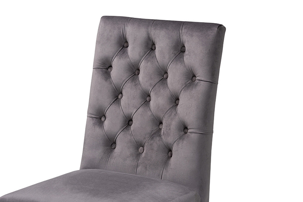 bali & pari - Sherine Dining Chair Set of 2 - 3504-Grey Velvet-DC view 4