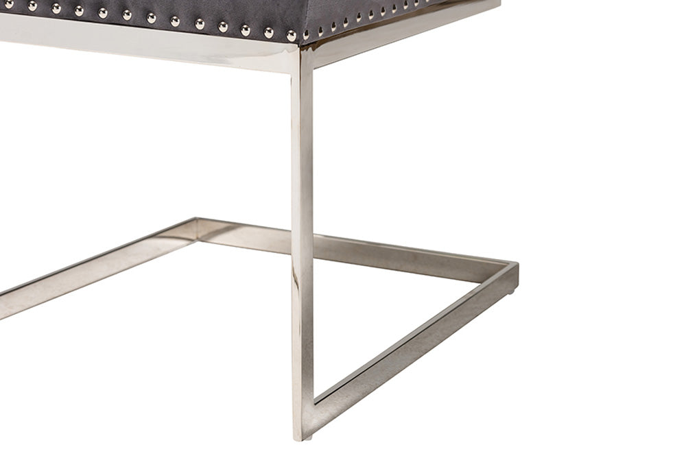 bali & pari - Sherine Dining Chair Set of 2 - 3504-Grey Velvet-DC view 6