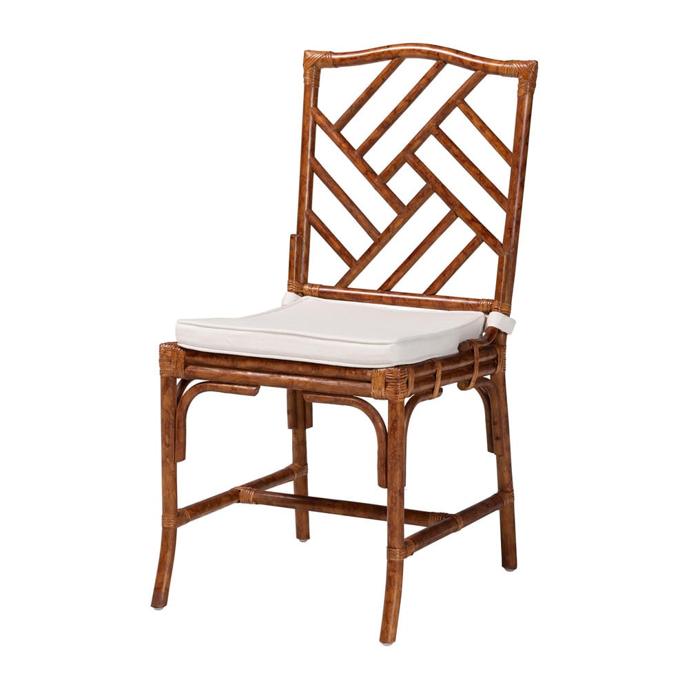 bali & pari - Simon Dining Set in Marbled Tortoise Brown - Simon-Tortoise-Rattan-5PC Dining Set view 2