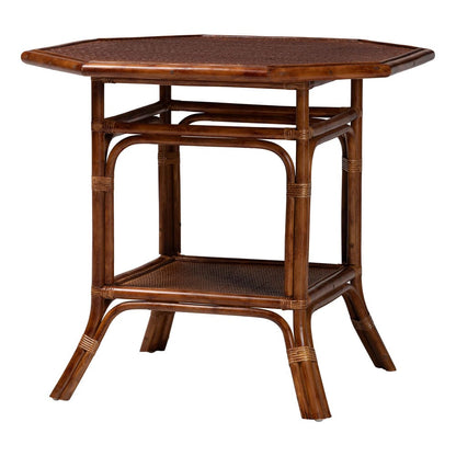 bali & pari - Simon Dining Set in Marbled Tortoise Brown - Simon-Tortoise-Rattan-5PC Dining Set view 3