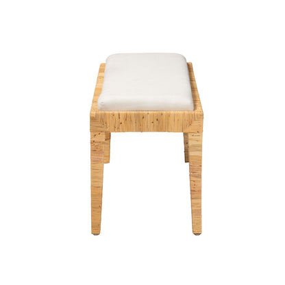 bali & pari - Sofia Bench in White/Natural Brown - Sofia-Rattan-Bench view 3