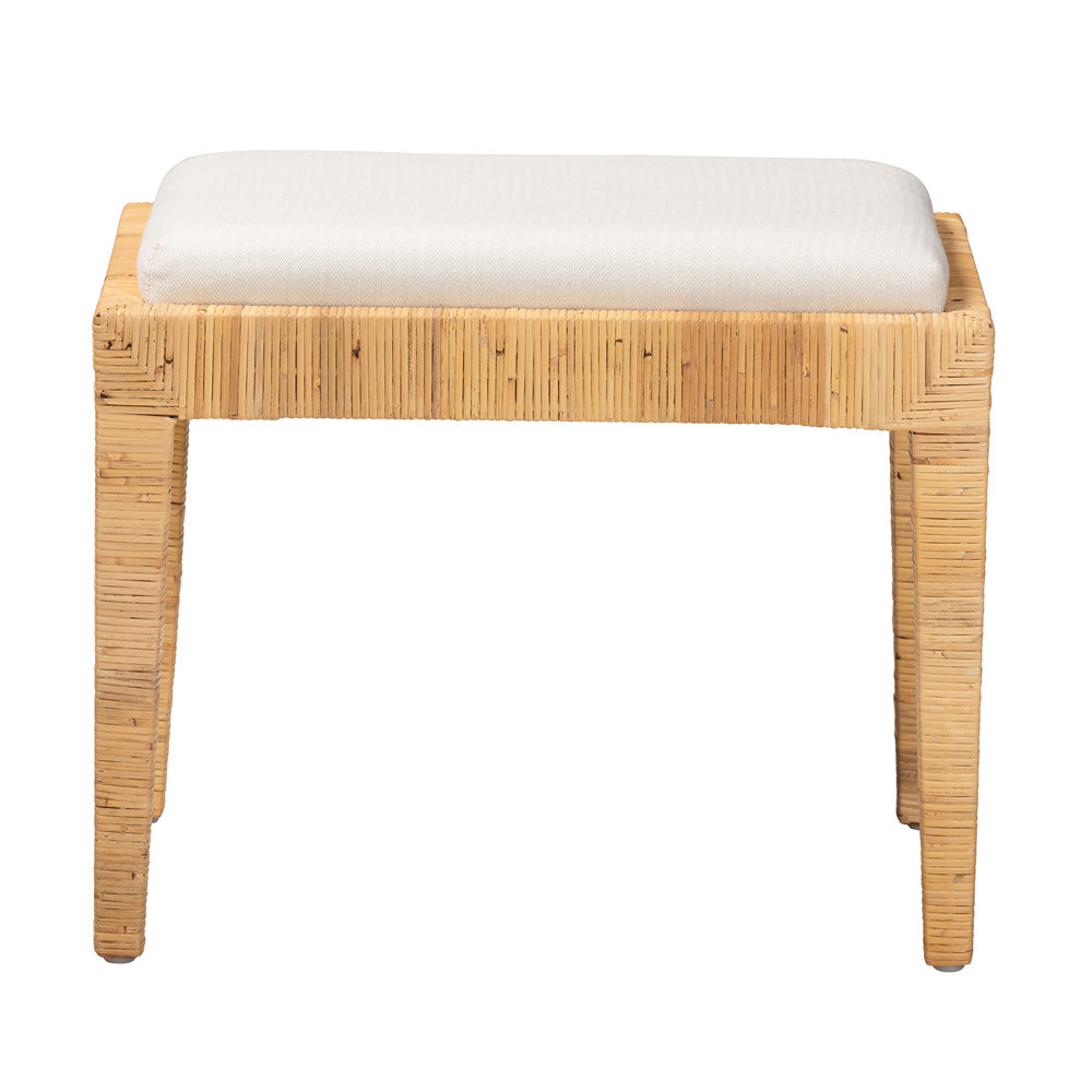 bali & pari - Sofia Ottoman in White/Natural Brown - Sofia-Rattan-Otto view 2