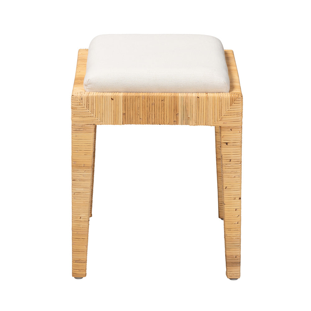 bali & pari - Sofia Ottoman in White/Natural Brown - Sofia-Rattan-Otto view 3