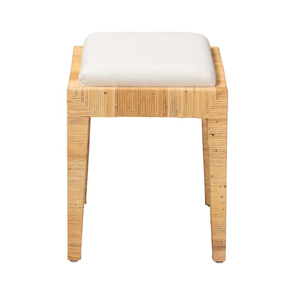 bali & pari - Sofia Ottoman in White/Natural Brown - Sofia-Rattan-Otto view 3