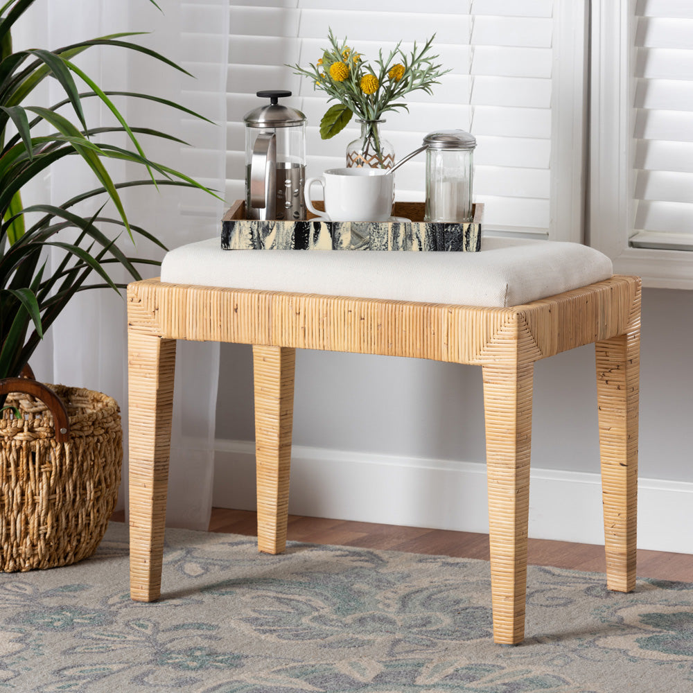 bali & pari - Sofia Ottoman in White/Natural Brown - Sofia-Rattan-Otto view 6
