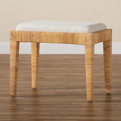 bali & pari - Sofia Ottoman in White/Natural Brown - Sofia-Rattan-Otto view 7