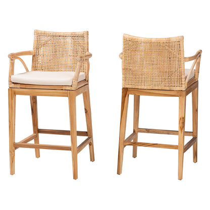 bali & pari - Storsel Set of 2 Counter Stools in Natural Rattan - STORSEL-Natural Rattan/Teak Wood-CS view 1