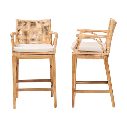 bali & pari - Storsel Set of 2 Counter Stools in Natural Rattan - STORSEL-Natural Rattan/Teak Wood-CS view 3