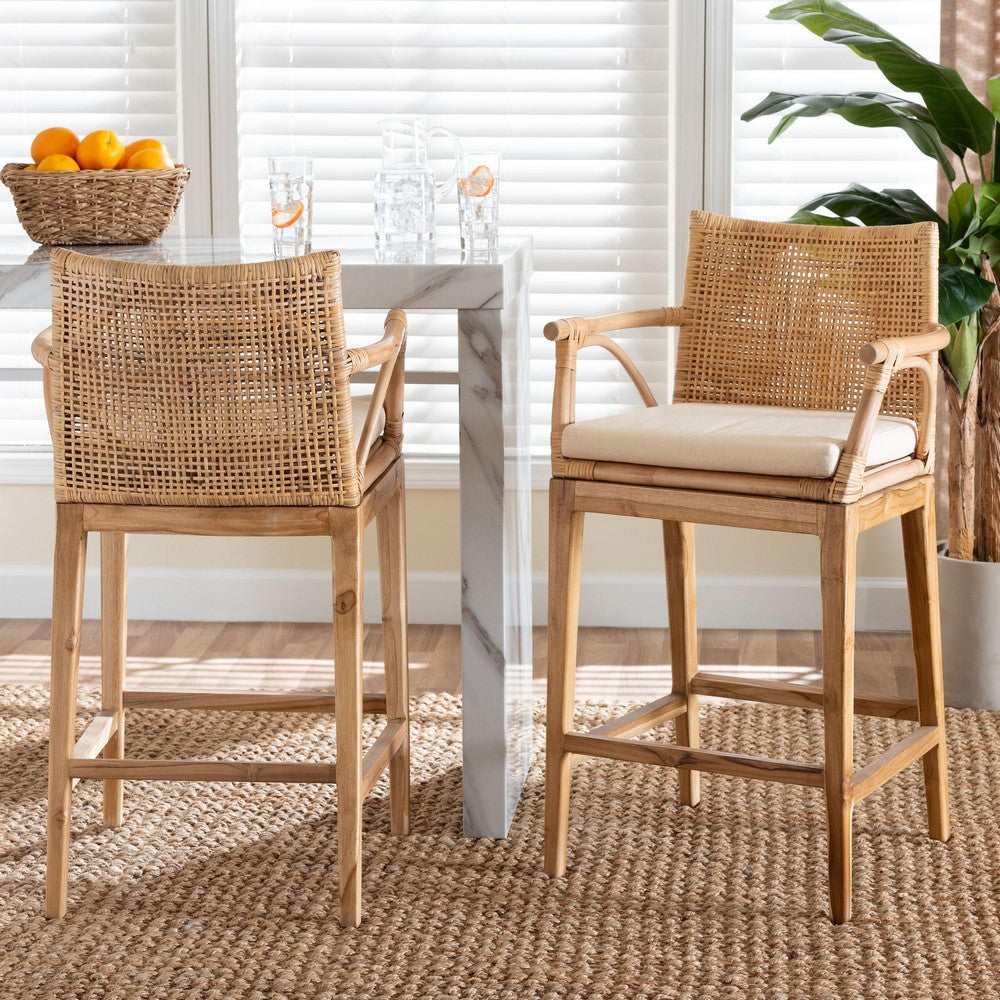 bali & pari - Storsel Set of 2 Counter Stools in Natural Rattan - STORSEL-Natural Rattan/Teak Wood-CS view 7