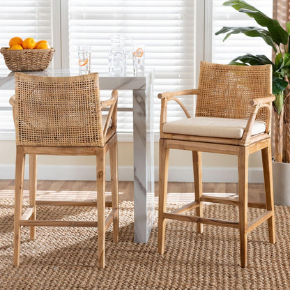 bali & pari - Storsel Set of 2 Counter Stools in Natural Rattan - STORSEL-Natural Rattan/Teak Wood-CS view 7