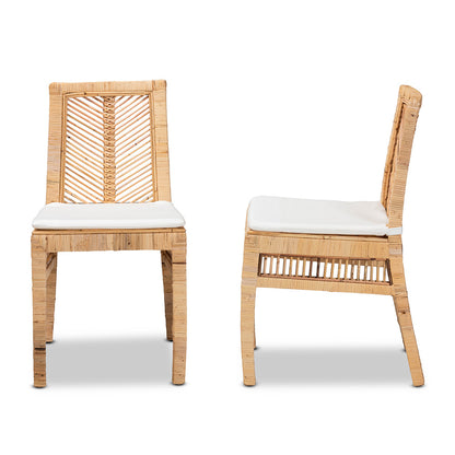 bali & pari - Suci Set of 2 Dining Chairs in White/Natural Brown - Suci-Rattan-DC view 3