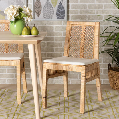 bali & pari - Suci Set of 2 Dining Chairs in White/Natural Brown - Suci-Rattan-DC view 7