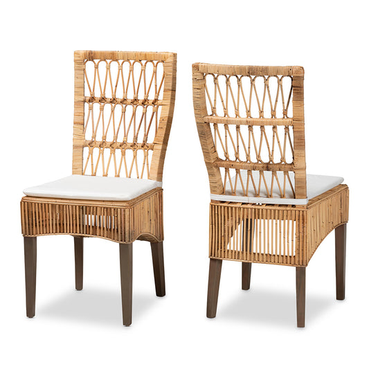 bali & pari - Sullivan Set of 2 Dining Chairs in White/Natural Brown - Sullivan-Rattan-DC view 1