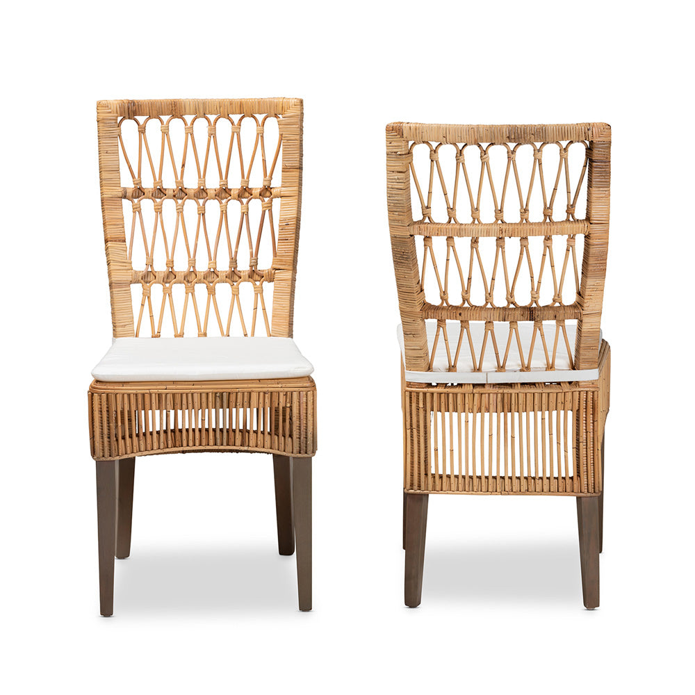 bali & pari - Sullivan Set of 2 Dining Chairs in White/Natural Brown - Sullivan-Rattan-DC view 2