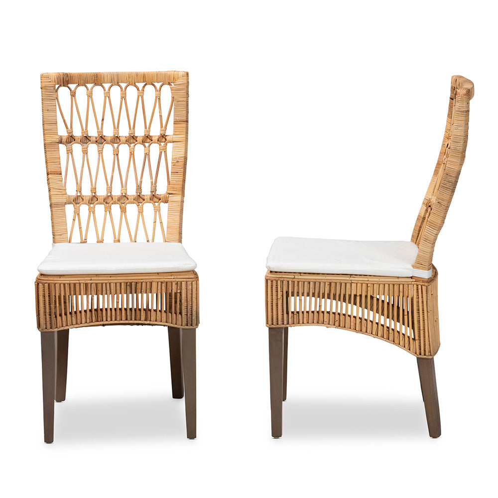 bali & pari - Sullivan Set of 2 Dining Chairs in White/Natural Brown - Sullivan-Rattan-DC view 3