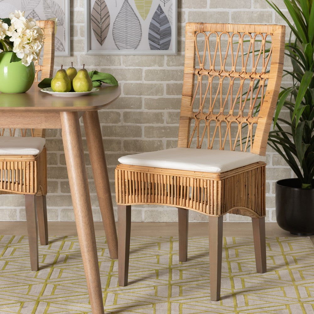 bali & pari - Sullivan Set of 2 Dining Chairs in White/Natural Brown - Sullivan-Rattan-DC view 7