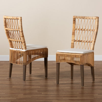 bali & pari - Sullivan Set of 2 Dining Chairs in White/Natural Brown - Sullivan-Rattan-DC view 8