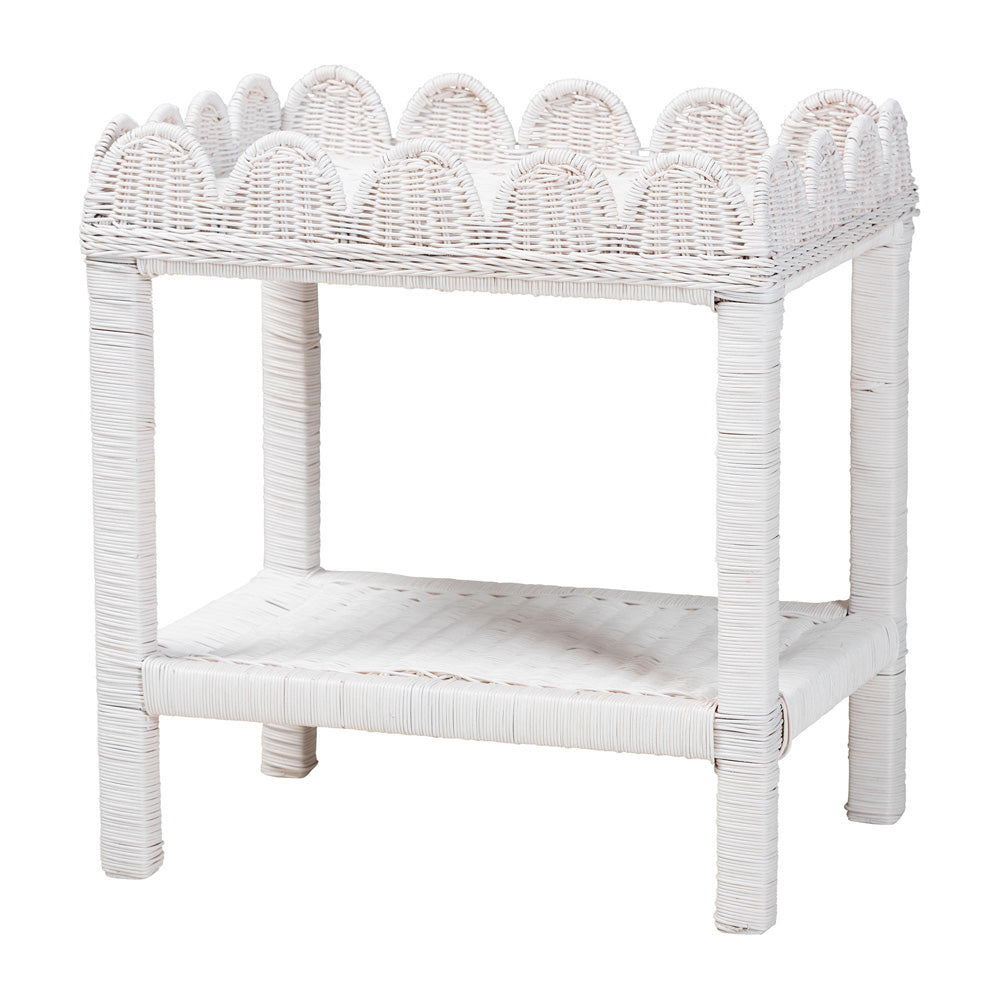 bali & pari - SumanaEnd Table in White - WS069-White Rattan-Side Table view 1