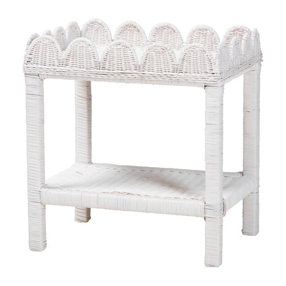 bali & pari - SumanaEnd Table in White - WS069-White Rattan-Side Table view 1