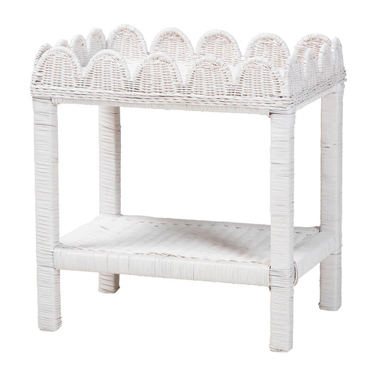 bali & pari - SumanaEnd Table in White - WS069-White Rattan-Side Table view 1