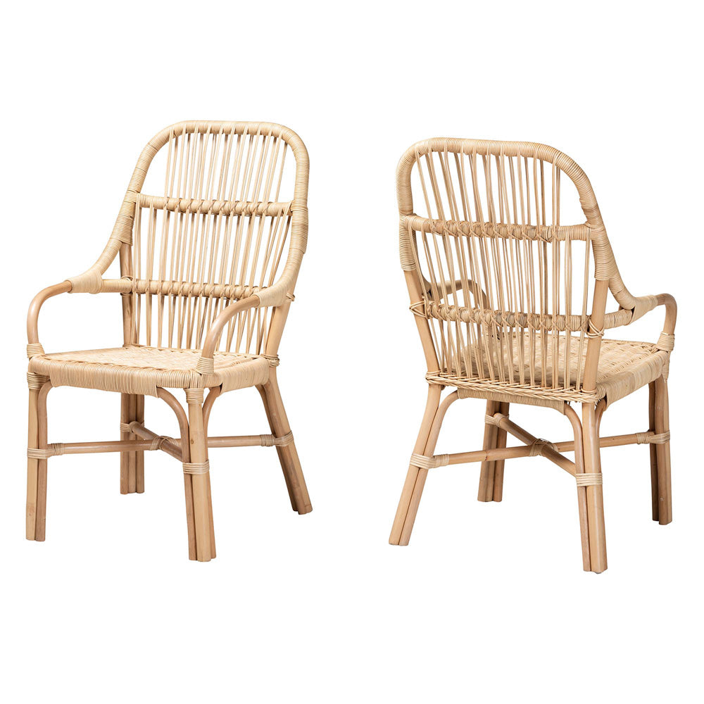 bali & pari - Sumatera Set of 2 Dining Chairs in Natural Brown - Sumatera-Rattan-DC view 1