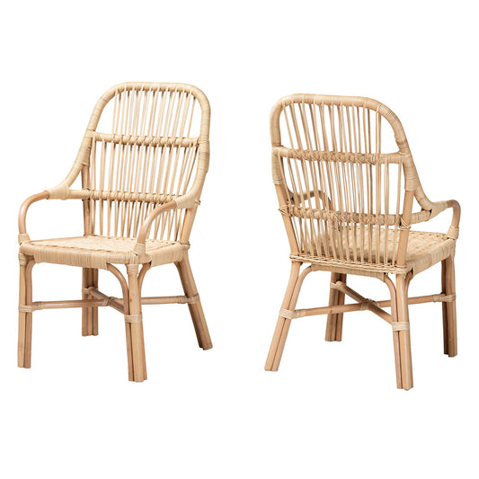 bali & pari - Sumatera Set of 2 Dining Chairs in Natural Brown - Sumatera-Rattan-DC view 1
