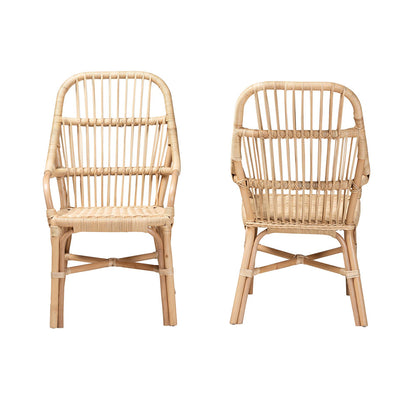 bali & pari - Sumatera Set of 2 Dining Chairs in Natural Brown - Sumatera-Rattan-DC view 2