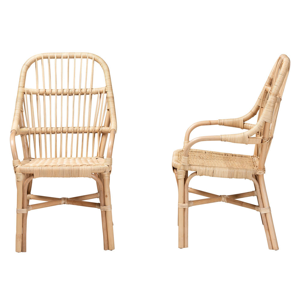 bali & pari - Sumatera Set of 2 Dining Chairs in Natural Brown - Sumatera-Rattan-DC view 3