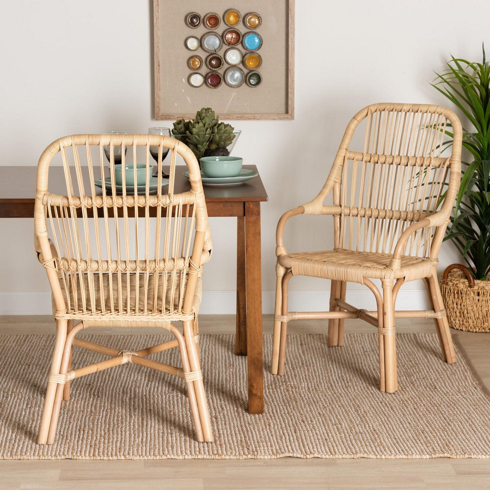 bali & pari - Sumatera Set of 2 Dining Chairs in Natural Brown - Sumatera-Rattan-DC view 7