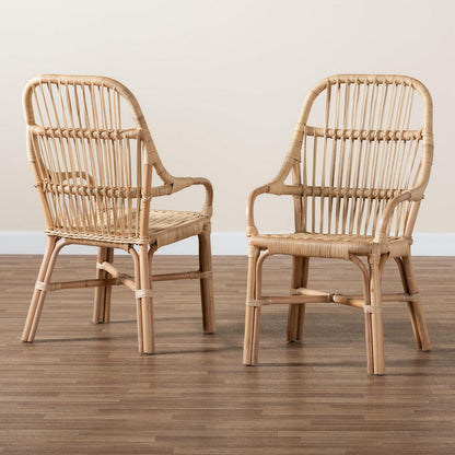 bali & pari - Sumatera Set of 2 Dining Chairs in Natural Brown - Sumatera-Rattan-DC view 8
