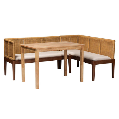 bali & pari - Tabanan Dining Set in Brown/White - Tabanan-Light Honey/Light Brown-3PC Dining Set view 1