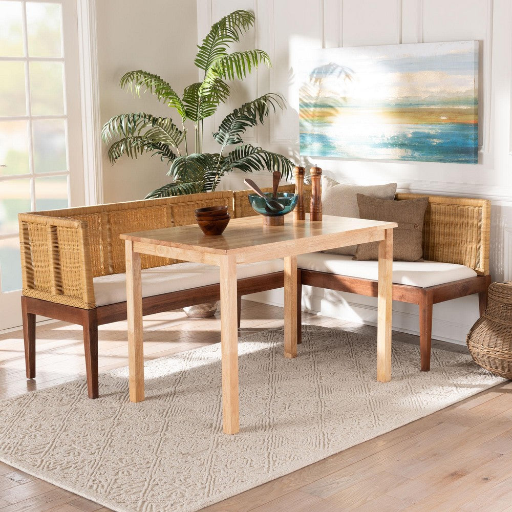 bali & pari - Tabanan Dining Set in Brown/White - Tabanan-Light Honey/Light Brown-3PC Dining Set view 8