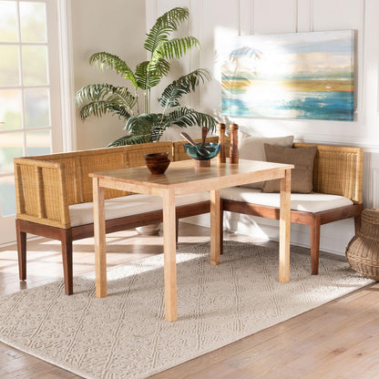 bali & pari - Tabanan Dining Set in Brown/White - Tabanan-Light Honey/Light Brown-3PC Dining Set view 8