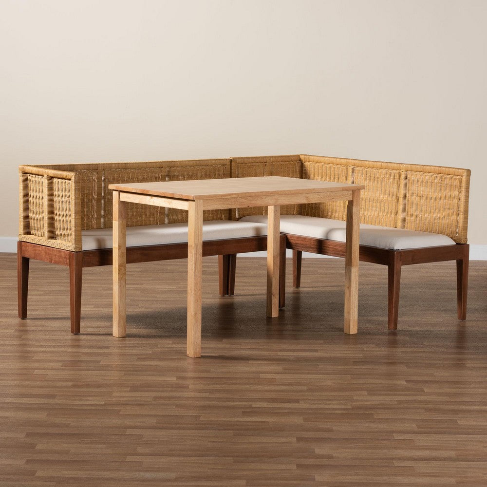 bali & pari - Tabanan Dining Set in Brown/White - Tabanan-Light Honey/Light Brown-3PC Dining Set view 9