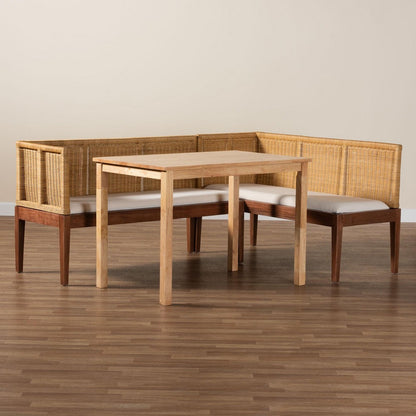 bali & pari - Tabanan Dining Set in Brown/White - Tabanan-Light Honey/Light Brown-3PC Dining Set view 9