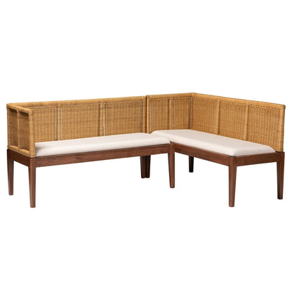 bali & pari - Tabanan Set of 2 Corner Benches in Brown/White - Tabanan-Light Honey/Light Brown-2PC Bench Set view 1